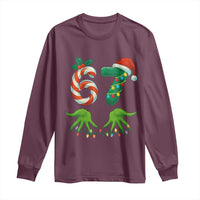 Funny Six Seven Christmas 67 Meme Gen Alpha Slang Elf Hands Long Sleeve Shirt - Wonder Print Shop