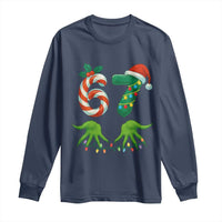 Funny Six Seven Christmas 67 Meme Gen Alpha Slang Elf Hands Long Sleeve Shirt - Wonder Print Shop