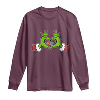 Funny Six Seven Christmas 67 Meme Gen Alpha Elf Heart Hands Long Sleeve Shirt - Wonder Print Shop