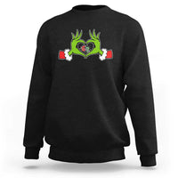 Funny Six Seven Christmas 67 Meme Gen Alpha Elf Heart Hands Sweatshirt - Wonder Print Shop