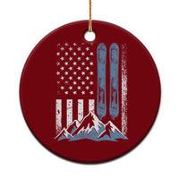 Alpine Skiing Skier Ceramic Ornament Vintage American Flag Winter Sport - Wonder Print Shop