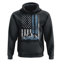 Alpine Skiing Skier Hoodie Vintage American Flag Winter Sport - Wonder Print Shop