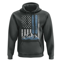 Alpine Skiing Skier Hoodie Vintage American Flag Winter Sport - Wonder Print Shop