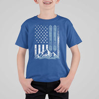 Alpine Skiing Skier T Shirt For Kid Vintage American Flag Winter Sport - Wonder Print Shop