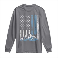 Alpine Skiing Skier Long Sleeve Shirt Vintage American Flag Winter Sport - Wonder Print Shop