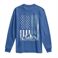 Alpine Skiing Skier Long Sleeve Shirt Vintage American Flag Winter Sport - Wonder Print Shop