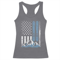 Alpine Skiing Skier Racerback Tank Top Vintage American Flag Winter Sport - Wonder Print Shop