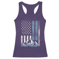 Alpine Skiing Skier Racerback Tank Top Vintage American Flag Winter Sport - Wonder Print Shop