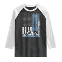 Alpine Skiing Skier Raglan Shirt Vintage American Flag Winter Sport - Wonder Print Shop