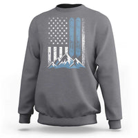 Alpine Skiing Skier Sweatshirt Vintage American Flag Winter Sport - Wonder Print Shop