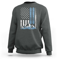 Alpine Skiing Skier Sweatshirt Vintage American Flag Winter Sport - Wonder Print Shop