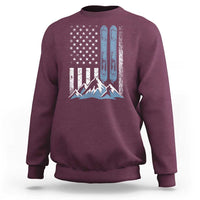 Alpine Skiing Skier Sweatshirt Vintage American Flag Winter Sport - Wonder Print Shop