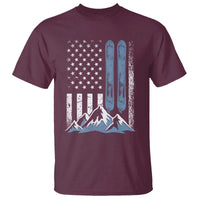 Alpine Skiing Skier T Shirt Vintage American Flag Winter Sport - Wonder Print Shop
