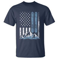 Alpine Skiing Skier T Shirt Vintage American Flag Winter Sport - Wonder Print Shop
