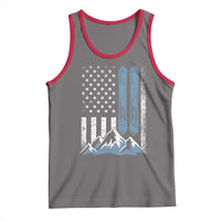Alpine Skiing Skier Tank Top Vintage American Flag Winter Sport - Wonder Print Shop