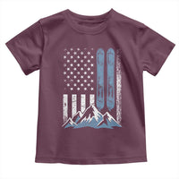 Alpine Skiing Skier Toddler T Shirt Vintage American Flag Winter Sport - Wonder Print Shop