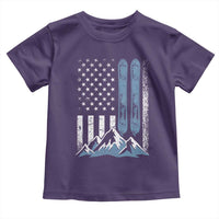 Alpine Skiing Skier Toddler T Shirt Vintage American Flag Winter Sport - Wonder Print Shop