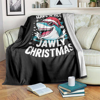 Funny Xmas Shark Throw Blanket Have A Holly Jawly Christmas Santa Hat - Wonder Print Shop