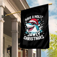 Funny Xmas Shark Garden Flag Have A Holly Jawly Christmas Santa Hat - Wonder Print Shop
