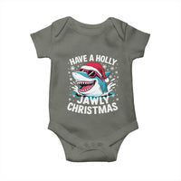 Funny Xmas Shark Baby Onesie Have A Holly Jawly Christmas Santa Hat - Wonder Print Shop