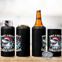 Funny Xmas Shark 4 in 1 Can Cooler Tumbler Have A Holly Jawly Christmas Santa Hat - Wonder Print Shop