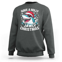 Funny Xmas Shark Sweatshirt Have A Holly Jawly Christmas Santa Hat - Wonder Print Shop