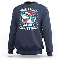 Funny Xmas Shark Sweatshirt Have A Holly Jawly Christmas Santa Hat - Wonder Print Shop
