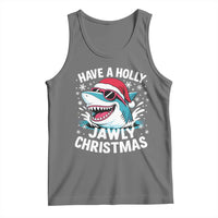 Funny Xmas Shark Tank Top Have A Holly Jawly Christmas Santa Hat - Wonder Print Shop