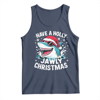 Funny Xmas Shark Tank Top Have A Holly Jawly Christmas Santa Hat - Wonder Print Shop