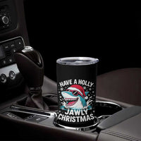 Funny Xmas Shark Tumbler Cup Have A Holly Jawly Christmas Santa Hat - Wonder Print Shop