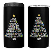 Christian Christmas 4 in 1 Can Cooler Tumbler Jesus Wonderful Counselor Mighty God Xmas Tree - Wonder Print Shop