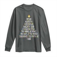 Christian Christmas Long Sleeve Shirt Jesus Wonderful Counselor Mighty God Xmas Tree - Wonder Print Shop