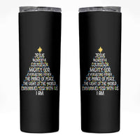 Christian Christmas Skinny Tumbler Jesus Wonderful Counselor Mighty God Xmas Tree - Wonder Print Shop