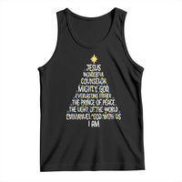Christian Christmas Tank Top Jesus Wonderful Counselor Mighty God Xmas Tree - Wonder Print Shop