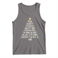Christian Christmas Tank Top Jesus Wonderful Counselor Mighty God Xmas Tree - Wonder Print Shop