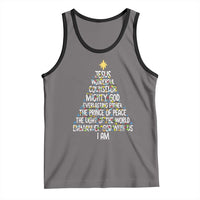 Christian Christmas Tank Top Jesus Wonderful Counselor Mighty God Xmas Tree - Wonder Print Shop