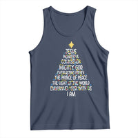Christian Christmas Tank Top Jesus Wonderful Counselor Mighty God Xmas Tree - Wonder Print Shop