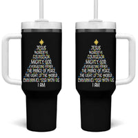 Christian Christmas Tumbler With Handle Jesus Wonderful Counselor Mighty God Xmas Tree - Wonder Print Shop