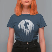 Funny Snowboard Cowboy Moon Snowboarding Winter Sports T Shirt For Women - Wonder Print Shop