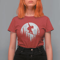 Funny Snowboard Cowboy Moon Snowboarding Winter Sports T Shirt For Women - Wonder Print Shop