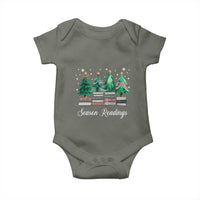 Funny Christmas Book Baby Onesie Season Readings Xmas Tree Bookworm Teacher Librarian - Wonder Print Shop