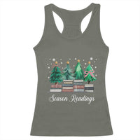 Funny Christmas Book Racerback Tank Top Season Readings Xmas Tree Bookworm Teacher Librarian - Wonder Print Shop