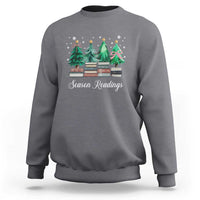 Funny Christmas Book Sweatshirt Season Readings Xmas Tree Bookworm Teacher Librarian - Wonder Print Shop