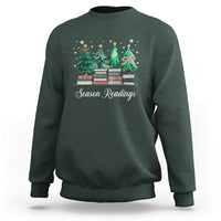 Funny Christmas Book Sweatshirt Season Readings Xmas Tree Bookworm Teacher Librarian - Wonder Print Shop