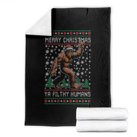 Merry Christmas Ya Filthy Humans Bigfoot Throw Blanket Funny Xmas Sasquatch - Wonder Print Shop