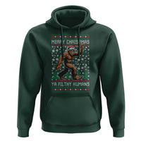 Merry Christmas Ya Filthy Humans Bigfoot Hoodie Funny Xmas Sasquatch - Wonder Print Shop
