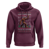Merry Christmas Ya Filthy Humans Bigfoot Hoodie Funny Xmas Sasquatch - Wonder Print Shop