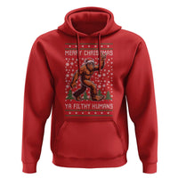 Merry Christmas Ya Filthy Humans Bigfoot Hoodie Funny Xmas Sasquatch - Wonder Print Shop