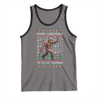 Merry Christmas Ya Filthy Humans Bigfoot Tank Top Funny Xmas Sasquatch - Wonder Print Shop