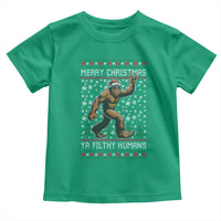 Merry Christmas Ya Filthy Humans Bigfoot Toddler T Shirt Funny Xmas Sasquatch - Wonder Print Shop